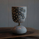 Lantern Rnd Constellation: White w/Rock Base