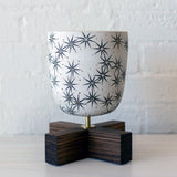 Lantern Rnd Constellation: White w/X Wood Base